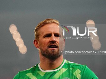 Kasper Schmeichel of Denmark  looks on during the Nations League Round 6 match between Serbia qnd Denmark at Dubocica Stadium, Leskovac, Ser...