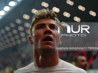 Rasmus Hoejlund of Denmark  looks on during the Nations League Round 6 match between Serbia qnd Denmark at Dubocica Stadium, Leskovac, Serbi...