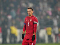 Nemanja Maksimovic of Serbia  looks on during the Nations League Round 6 match between Serbia qnd Denmark at Dubocica Stadium, Leskovac, Ser...