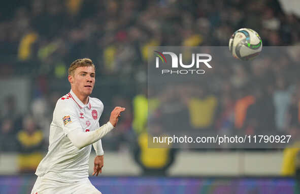 Rasmus Hoejlund of Denmark  looks on during the Nations League Round 6 match between Serbia qnd Denmark at Dubocica Stadium, Leskovac, Serbi...