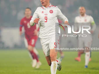 Rasmus Hoejlund of Denmark  looks on during the Nations League Round 6 match between Serbia qnd Denmark at Dubocica Stadium, Leskovac, Serbi...