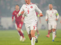 Rasmus Hoejlund of Denmark  looks on during the Nations League Round 6 match between Serbia qnd Denmark at Dubocica Stadium, Leskovac, Serbi...