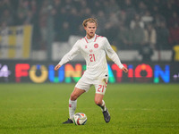 Morten Hjulmand of Denmark  controls the ball during the Nations League Round 6 match between Serbia qnd Denmark at Dubocica Stadium, Leskov...