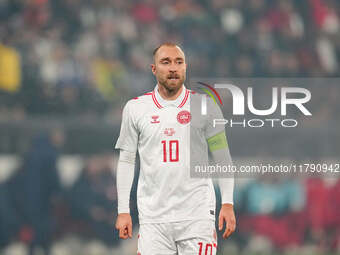 Christian Eriksen of Denmark  looks on during the Nations League Round 6 match between Serbia qnd Denmark at Dubocica Stadium, Leskovac, Ser...