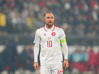 Christian Eriksen of Denmark  looks on during the Nations League Round 6 match between Serbia qnd Denmark at Dubocica Stadium, Leskovac, Ser...