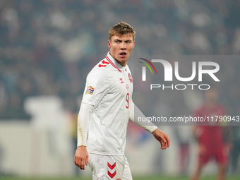 Rasmus Hoejlund of Denmark  looks on during the Nations League Round 6 match between Serbia qnd Denmark at Dubocica Stadium, Leskovac, Serbi...