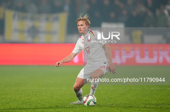 Victor Kristiansen of Denmark  controls the ball during the Nations League Round 6 match between Serbia qnd Denmark at Dubocica Stadium, Les...