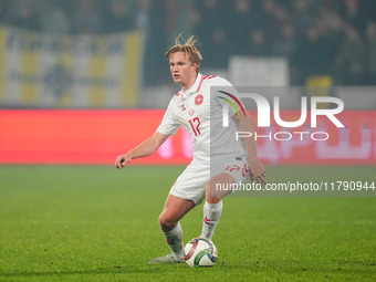 Victor Kristiansen of Denmark  controls the ball during the Nations League Round 6 match between Serbia qnd Denmark at Dubocica Stadium, Les...