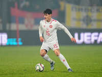 Christian Noergaard of Denmark  controls the ball during the Nations League Round 6 match between Serbia qnd Denmark at Dubocica Stadium, Le...