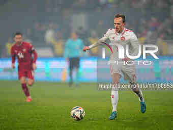 Mikkel Damsgaard of Denmark  controls the ball during the Nations League Round 6 match between Serbia qnd Denmark at Dubocica Stadium, Lesko...