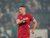 Nikola Milenkovic of Serbia  looks on during the Nations League Round 6 match between Serbia qnd Denmark at Dubocica Stadium, Leskovac, Serb...