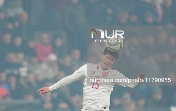 Christian Noergaard of Denmark  heads during the Nations League Round 6 match between Serbia qnd Denmark at Dubocica Stadium, Leskovac, Serb...