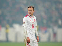 Mikkel Damsgaard of Denmark  looks on during the Nations League Round 6 match between Serbia qnd Denmark at Dubocica Stadium, Leskovac, Serb...