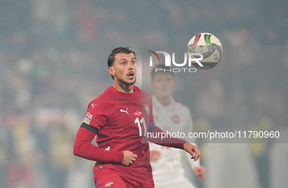 Lazar Samardzic of Serbia  looks on during the Nations League Round 6 match between Serbia qnd Denmark at Dubocica Stadium, Leskovac, Serbia...