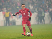 Nemanja Maksimovic of Serbia  controls the ball during the Nations League Round 6 match between Serbia qnd Denmark at Dubocica Stadium, Lesk...