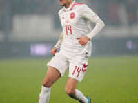 Mikkel Damsgaard of Denmark  looks on during the Nations League Round 6 match between Serbia qnd Denmark at Dubocica Stadium, Leskovac, Serb...