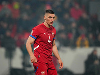 Nikola Milenkovic of Serbia  looks on during the Nations League Round 6 match between Serbia qnd Denmark at Dubocica Stadium, Leskovac, Serb...