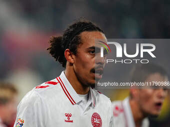 Yussuf Poulsen of Denmark  looks on during the Nations League Round 6 match between Serbia qnd Denmark at Dubocica Stadium, Leskovac, Serbia...