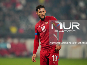 Nemanja Gudelj of Serbia  looks on during the Nations League Round 6 match between Serbia qnd Denmark at Dubocica Stadium, Leskovac, Serbia...