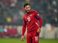 Nemanja Gudelj of Serbia  looks on during the Nations League Round 6 match between Serbia qnd Denmark at Dubocica Stadium, Leskovac, Serbia...