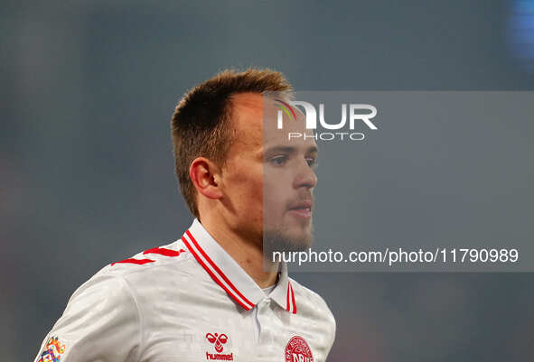 Mikkel Damsgaard of Denmark  looks on during the Nations League Round 6 match between Serbia qnd Denmark at Dubocica Stadium, Leskovac, Serb...