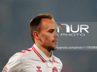 Mikkel Damsgaard of Denmark  looks on during the Nations League Round 6 match between Serbia qnd Denmark at Dubocica Stadium, Leskovac, Serb...