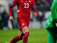 Dusan Vlahovic of Serbia  looks on during the Nations League Round 6 match between Serbia qnd Denmark at Dubocica Stadium, Leskovac, Serbia...