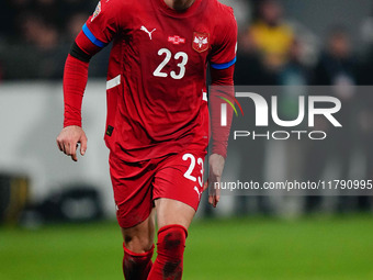 Dusan Vlahovic of Serbia  looks on during the Nations League Round 6 match between Serbia qnd Denmark at Dubocica Stadium, Leskovac, Serbia...