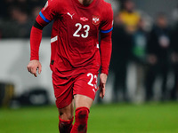 Dusan Vlahovic of Serbia  looks on during the Nations League Round 6 match between Serbia qnd Denmark at Dubocica Stadium, Leskovac, Serbia...