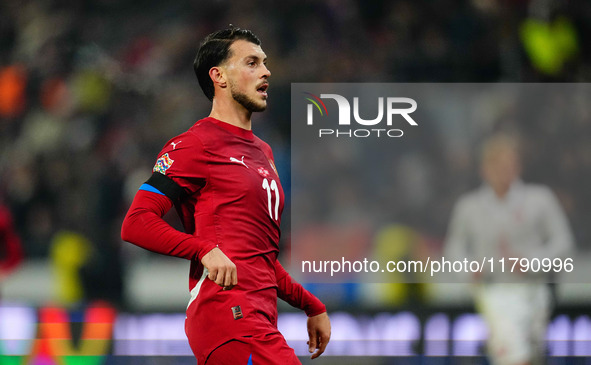 Lazar Samardzic of Serbia  looks on during the Nations League Round 6 match between Serbia qnd Denmark at Dubocica Stadium, Leskovac, Serbia...