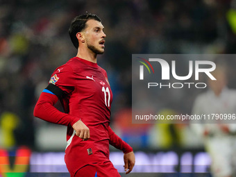 Lazar Samardzic of Serbia  looks on during the Nations League Round 6 match between Serbia qnd Denmark at Dubocica Stadium, Leskovac, Serbia...