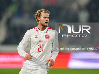 Morten Hjulmand of Denmark  looks on during the Nations League Round 6 match between Serbia qnd Denmark at Dubocica Stadium, Leskovac, Serbi...