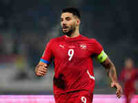 Aleksandar Mitrovic of Serbia  looks on during the Nations League Round 6 match between Serbia qnd Denmark at Dubocica Stadium, Leskovac, Se...