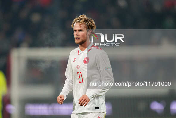 Morten Hjulmand of Denmark  looks on during the Nations League Round 6 match between Serbia qnd Denmark at Dubocica Stadium, Leskovac, Serbi...