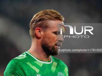 Kasper Schmeichel of Denmark  looks on during the Nations League Round 6 match between Serbia qnd Denmark at Dubocica Stadium, Leskovac, Ser...