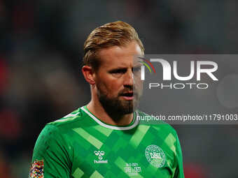 Kasper Schmeichel of Denmark  looks on during the Nations League Round 6 match between Serbia qnd Denmark at Dubocica Stadium, Leskovac, Ser...