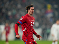 Dusan Vlahovic of Serbia  looks on during the Nations League Round 6 match between Serbia qnd Denmark at Dubocica Stadium, Leskovac, Serbia...