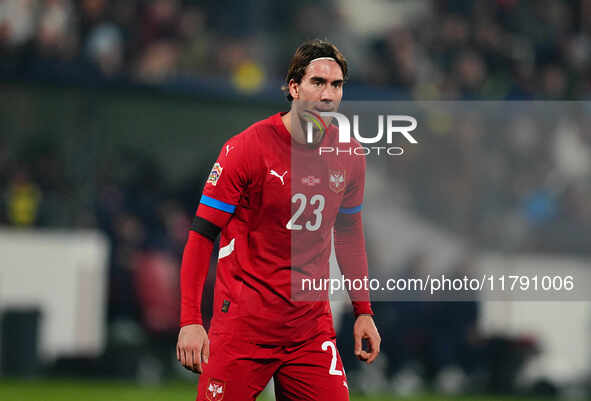 Dusan Vlahovic of Serbia  looks on during the Nations League Round 6 match between Serbia qnd Denmark at Dubocica Stadium, Leskovac, Serbia...