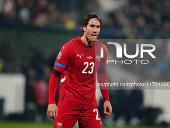 Dusan Vlahovic of Serbia  looks on during the Nations League Round 6 match between Serbia qnd Denmark at Dubocica Stadium, Leskovac, Serbia...