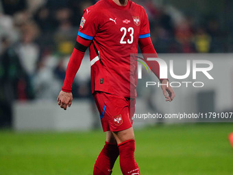 Dusan Vlahovic of Serbia  looks on during the Nations League Round 6 match between Serbia qnd Denmark at Dubocica Stadium, Leskovac, Serbia...