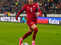 Aleksa Terzic of Serbia  looks on during the Nations League Round 6 match between Serbia qnd Denmark at Dubocica Stadium, Leskovac, Serbia o...