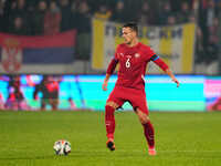 Nemanja Maksimovic of Serbia  controls the ball during the Nations League Round 6 match between Serbia qnd Denmark at Dubocica Stadium, Lesk...