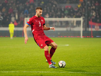 Strahinja Pavlovic of Serbia  controls the ball during the Nations League Round 6 match between Serbia qnd Denmark at Dubocica Stadium, Lesk...