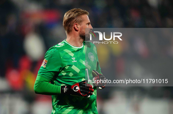 Kasper Schmeichel of Denmark  looks on during the Nations League Round 6 match between Serbia qnd Denmark at Dubocica Stadium, Leskovac, Ser...