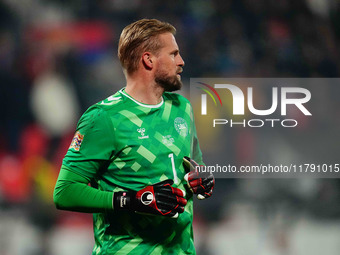 Kasper Schmeichel of Denmark  looks on during the Nations League Round 6 match between Serbia qnd Denmark at Dubocica Stadium, Leskovac, Ser...