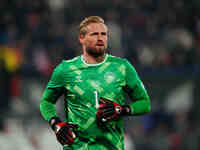 Kasper Schmeichel of Denmark  looks on during the Nations League Round 6 match between Serbia qnd Denmark at Dubocica Stadium, Leskovac, Ser...