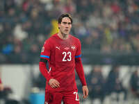 Dusan Vlahovic of Serbia  looks on during the Nations League Round 6 match between Serbia qnd Denmark at Dubocica Stadium, Leskovac, Serbia...