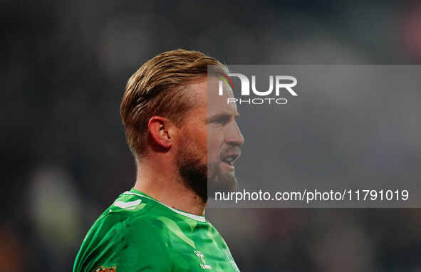 Kasper Schmeichel of Denmark  looks on during the Nations League Round 6 match between Serbia qnd Denmark at Dubocica Stadium, Leskovac, Ser...