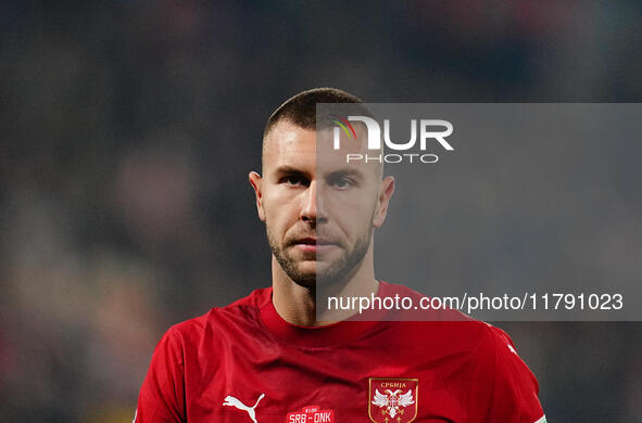 Strahinja Pavlovic of Serbia  looks on during the Nations League Round 6 match between Serbia qnd Denmark at Dubocica Stadium, Leskovac, Ser...