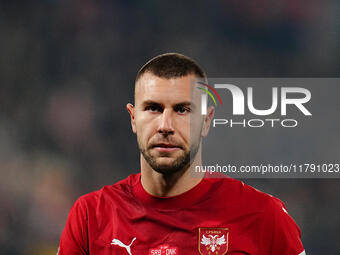 Strahinja Pavlovic of Serbia  looks on during the Nations League Round 6 match between Serbia qnd Denmark at Dubocica Stadium, Leskovac, Ser...